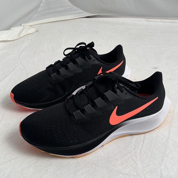 Nike Air Zoom Pegasus 37 black neon orange running sneakers - Picture 4 of 9